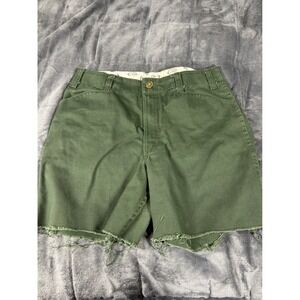 Ben Davis 625 Green Cut Off Workwear Shorts Mens 34 Raw Hem Twill Streetwear